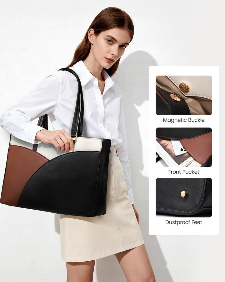 LOVEVOOK Laptoptasche Damen, Handtasche Gross Arbeitstasche Aktentasche | Wasserdicht PU Leder, Eleg