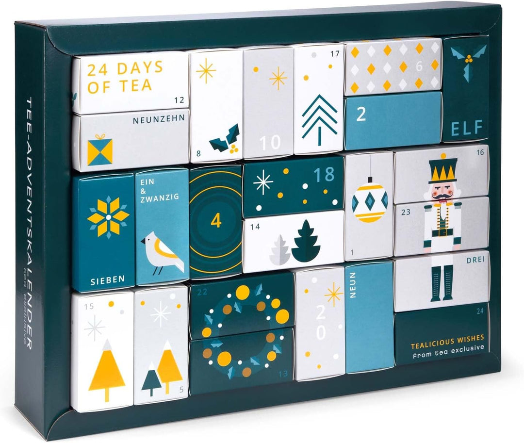 Erlebnis Tee Adventskalender 2025 - grosser Weihnachtskalender mit 24 verschiedenen Tee Sorten in Py