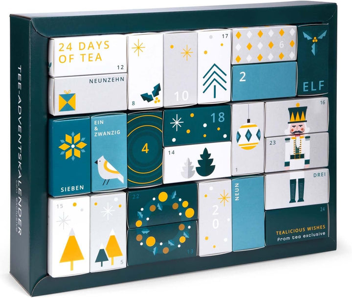 Erlebnis Tee Adventskalender 2025 - grosser Weihnachtskalender mit 24 verschiedenen Tee Sorten in Py