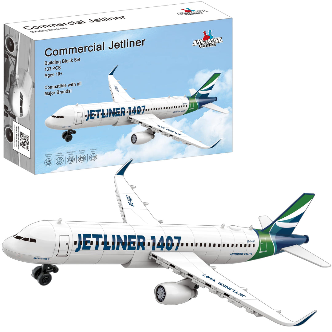Apostrophe Games Kommerzielles Jetliner-Baustein-Set - 133 Stück, ab 10 Jahren Flugzeugmodell Spielz