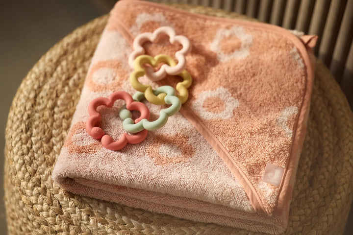 Jollein Spielringe Baby – Flowers – Silikon &amp; Nylon – BPA-Frei – Beissring Baby – Greifring &amp; Zahnun