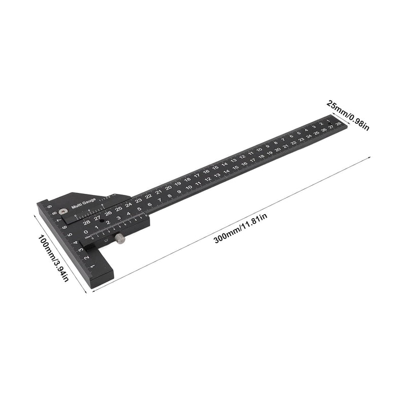 TOPINCN Präzises Lineal in T-Form, Multifunktionslineal aus Aluminiumlegierung, Schwarzes Messlineal