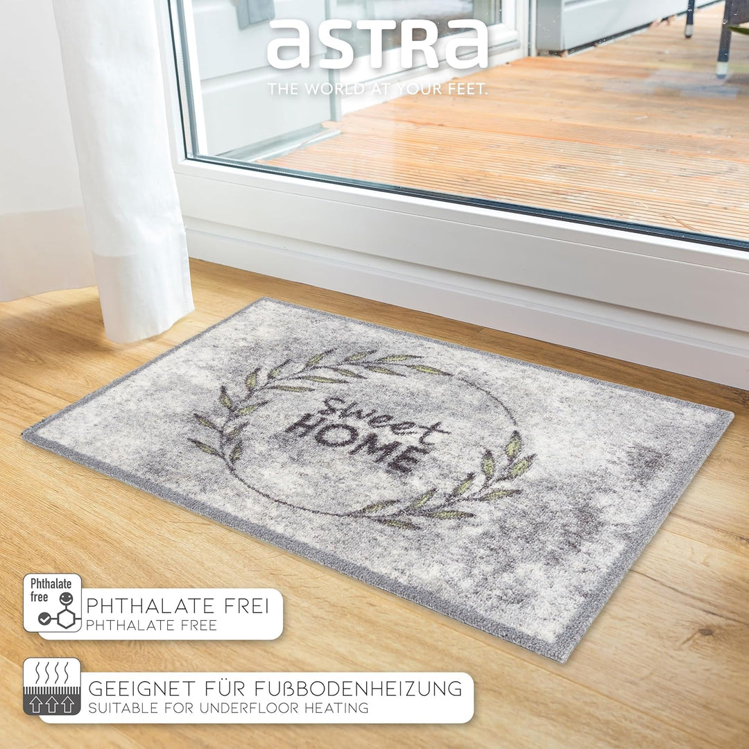 Astra rutschfeste Sauberlaufmatte innen - Sweet Home Kranz 50 x 70 cm - Wohnraum Fussmatte Design -