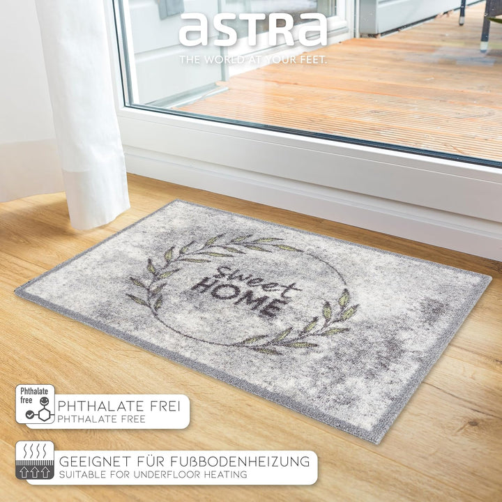 Astra rutschfeste Sauberlaufmatte innen - Sweet Home Kranz 50 x 70 cm - Wohnraum Fussmatte Design -