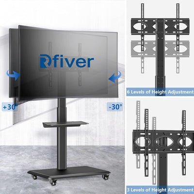 TV Ständer Rollbar Fernsehständer Bodenständer, RFIVER TV Rollwagen Wagen mit Rollen für 26-65 Zoll