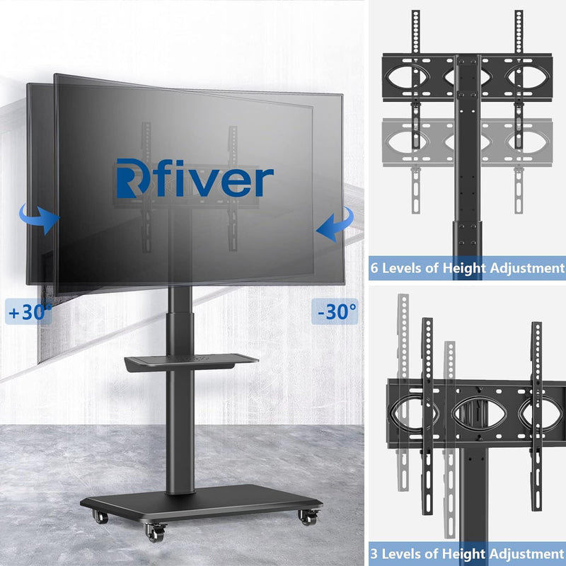 TV Ständer Rollbar Fernsehständer Bodenständer, RFIVER TV Rollwagen Wagen mit Rollen für 26-65 Zoll