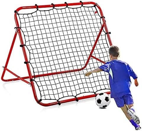Fussball Rebound Netz Rebounder Faltbar Sports Prellwand aus Stahlrahmen Rot, 62cm x 62cm