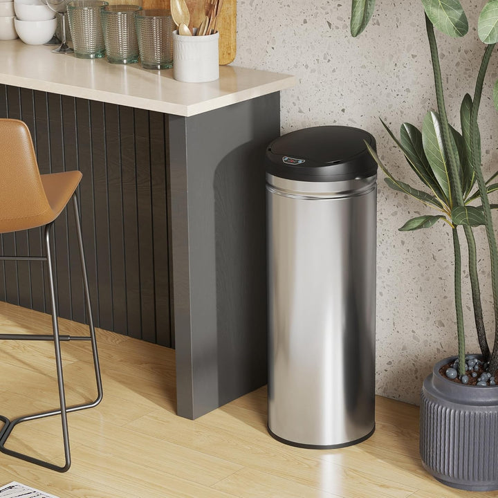 HOMCOM Mülleimer mit Sensor 50L Edelstahl Automatischer Leiser Mülleimer mit Soft-Close-Deckel, Bewe