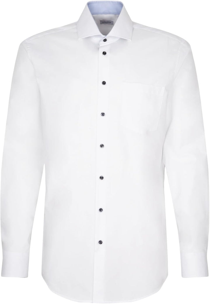 Seidensticker Herren Regular Fit Langarm Popeline Hemd, weiss, 40