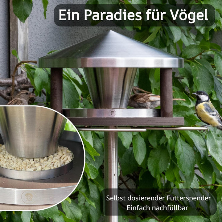 LicusDesign Lech Vogelhaus mit Ständer wetterfest Vogelfutterhaus mit Ständer Vogelhäuschen mit Stän
