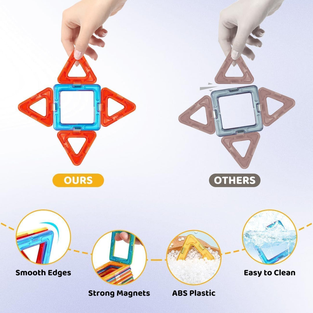 Crenova Magnetische Bausteine 50 Teile Magnetspielzeug Magnete Kinder Magnetbausteine STEM Lernspiel