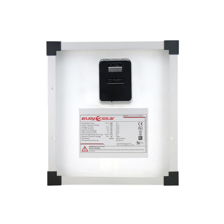 Enjoysolar Mono 10W 12V Monokristallines Solarpanel Solarmodul Photovoltaikmodul ideal für Wohnmobil