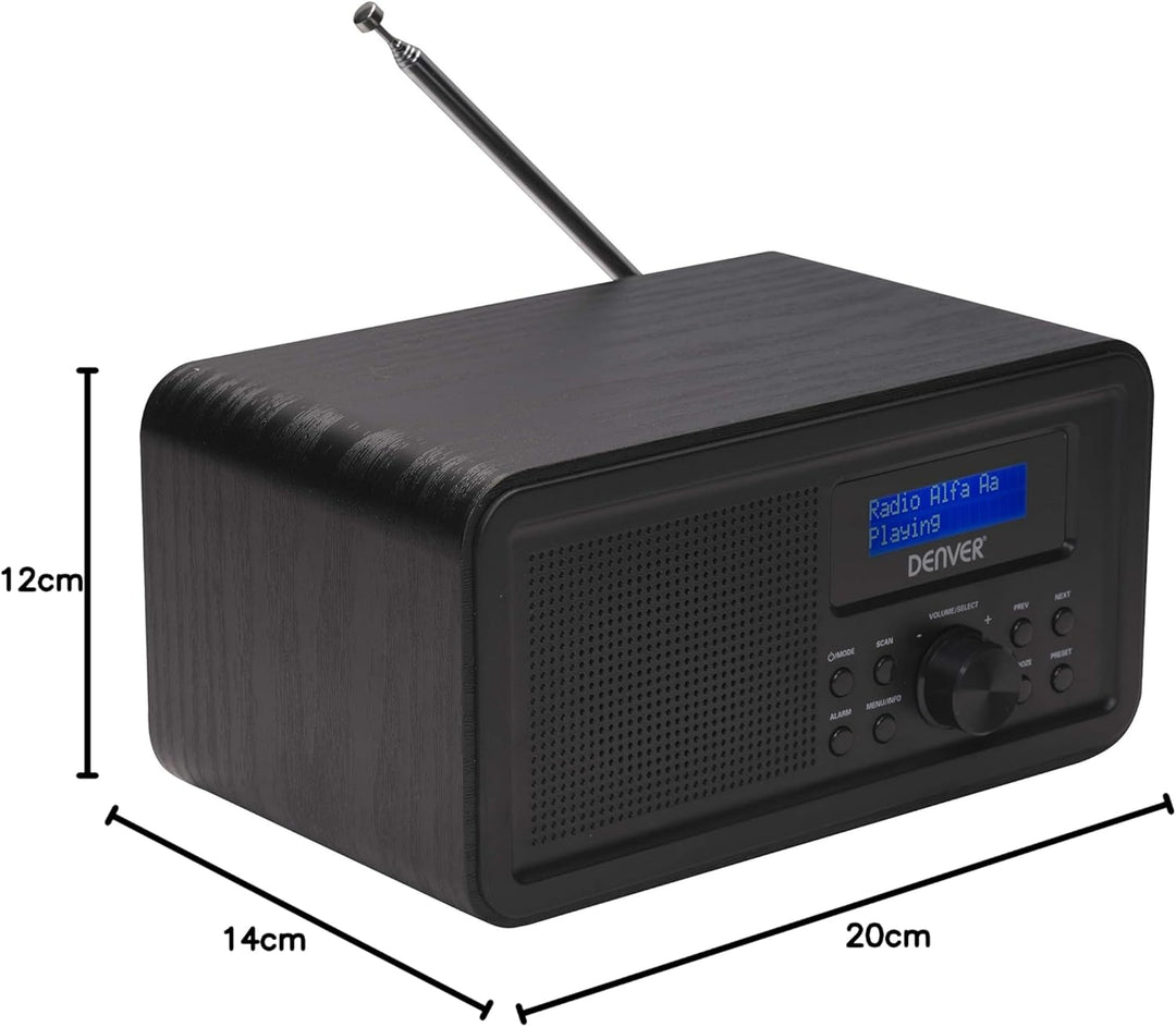 Denver DAB-30 DAB+ Radio mit FM Tuner und Weckerfunktion, Schwarz