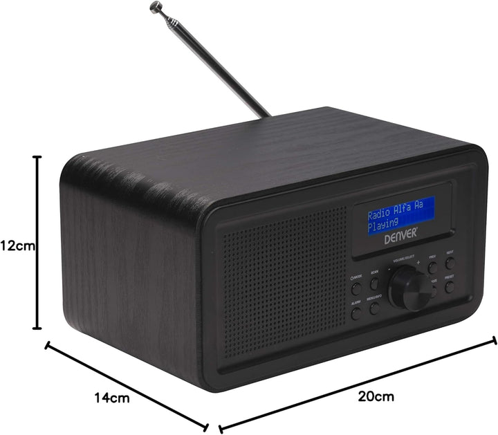Denver DAB-30 DAB+ Radio mit FM Tuner und Weckerfunktion, Schwarz