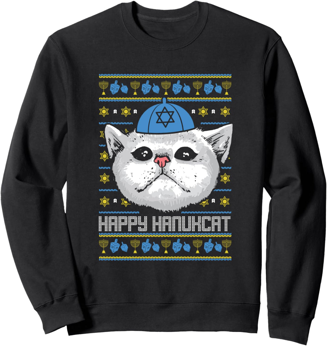 Happy Hanukcat Hanukkah Jüdische Feiertage Katzen Chanukka Sweatshirt
