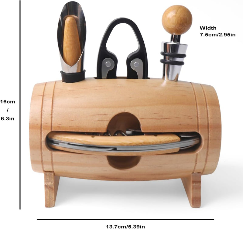 ZBPASL Fass Form Korkenzieher Set,Weinöffner,Wein Sommelier Sets mit Flaschenöffner,Weinverschlüsse,