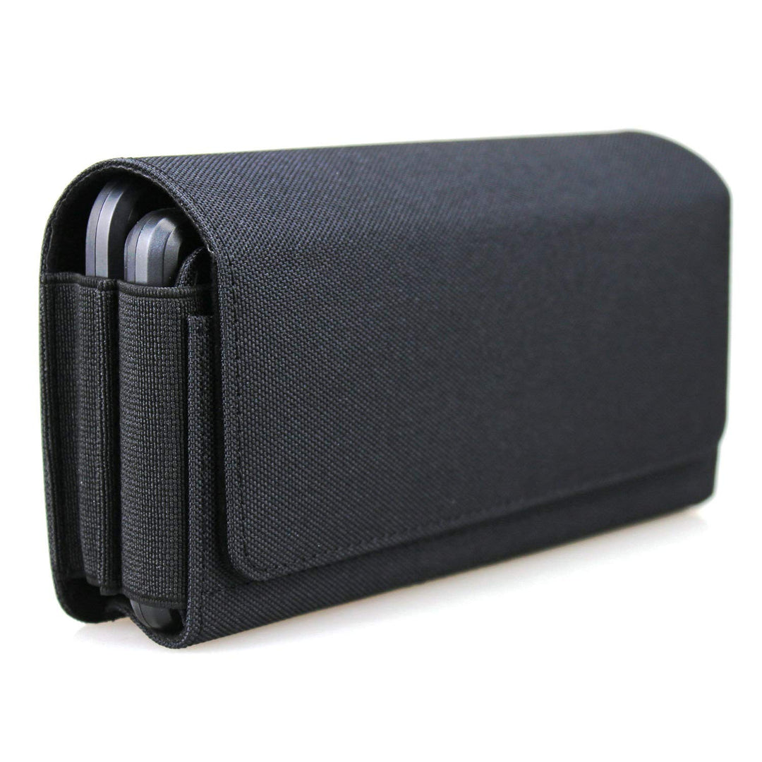 aubaddy Gürteltasche für Zwei Handys, Querformat, Nylon Double Decker Gürtelclip für iPhone 11 Pro M