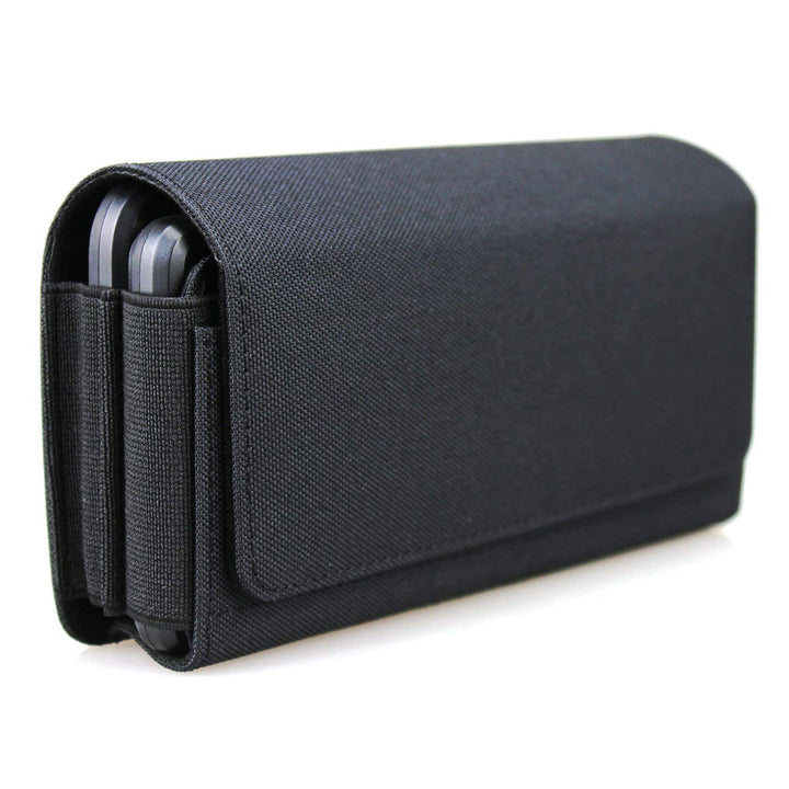 aubaddy Gürteltasche für Zwei Handys, Querformat, Nylon Double Decker Gürtelclip für iPhone 11 Pro M