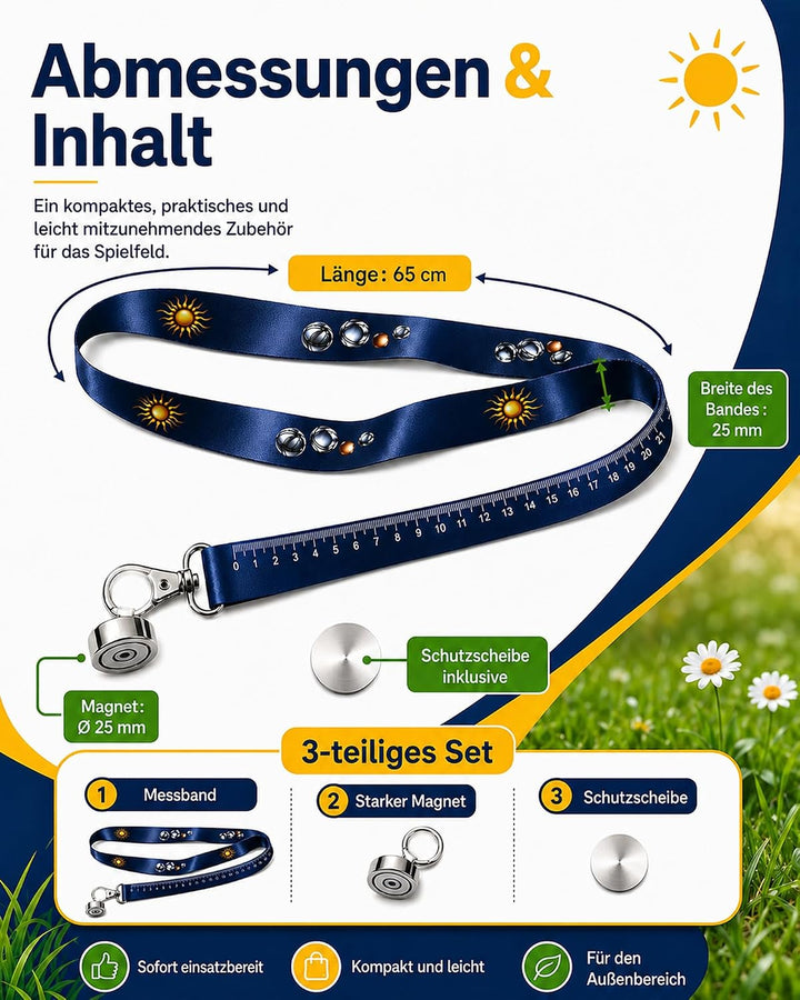 Pétanque-Kugeln, magnetisch, mit Magnet 2,5 cm und Schutzscheibe, Petanque, Zubehör, Riemen 65 cm, m
