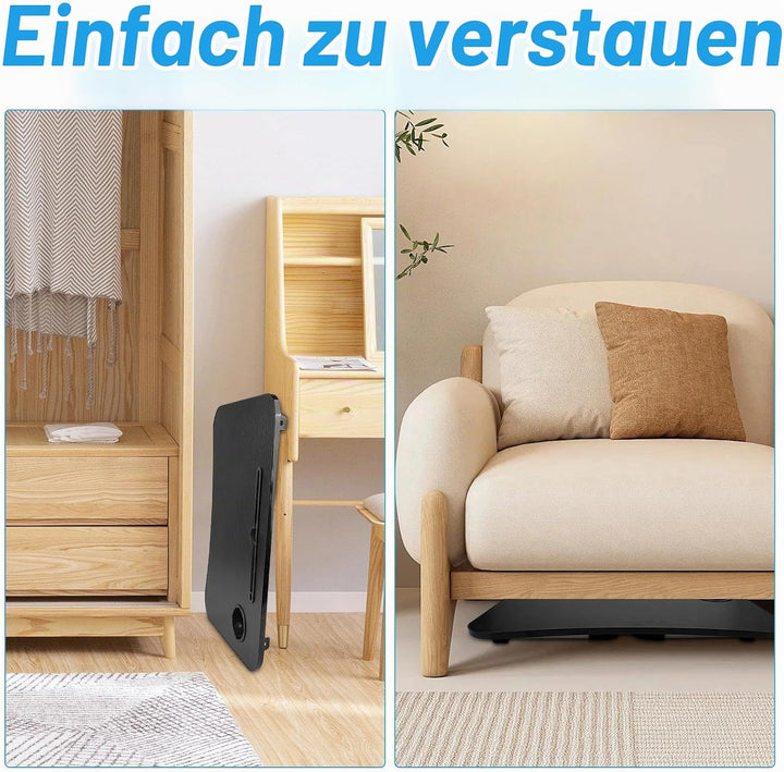 Laptoptisch, Betttablett mit Getränkehalter, Laptop Tisch für Bett, Betttablett Klappbar, Betttablet