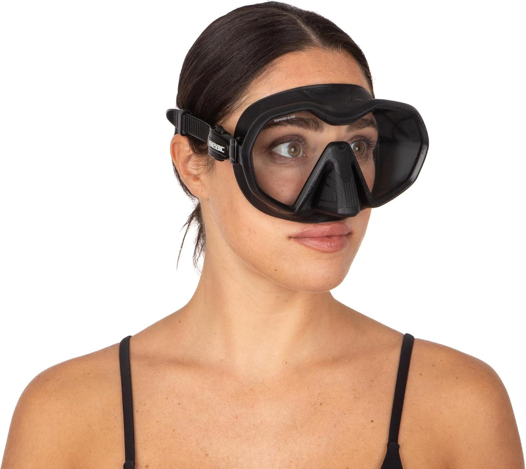 Seac Icona, rahmenlose Einglas-Tauchmaske, 100% Made in Italy Schwarz, Schwarz