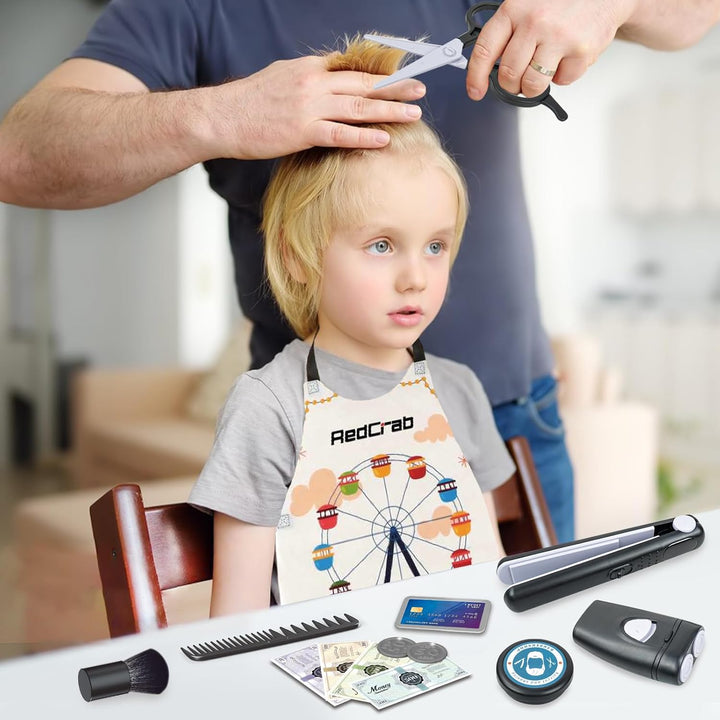 RedCrab Kinder Friseur Set, 50Pcs Salon-Friseur Spielset mit Haartrockner, Rasierspielzeug und Styli