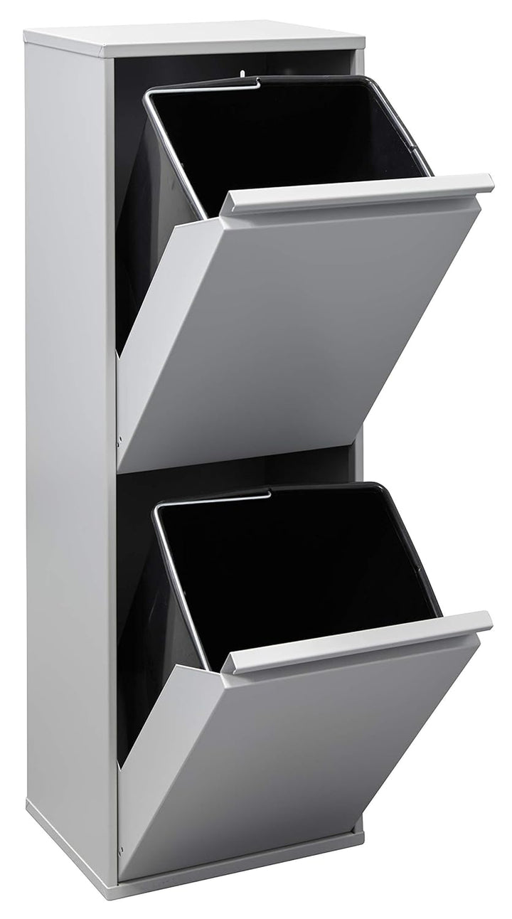 Arregui Mülleimer und Recyclingbehälter, Stahl, 2 Fächer 90,5 x 30,5 x 24,5 cm