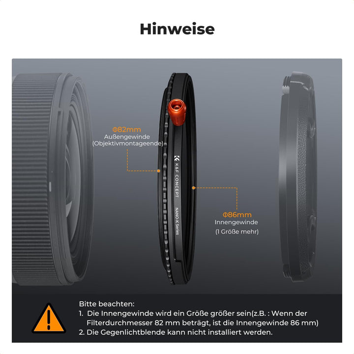 K&F CONCEPT 3-IN-1 Filter 58mm Polfilter&ND2-ND32&Black Mist 1/4 Filter mit 28 Schichten Nanobeschic