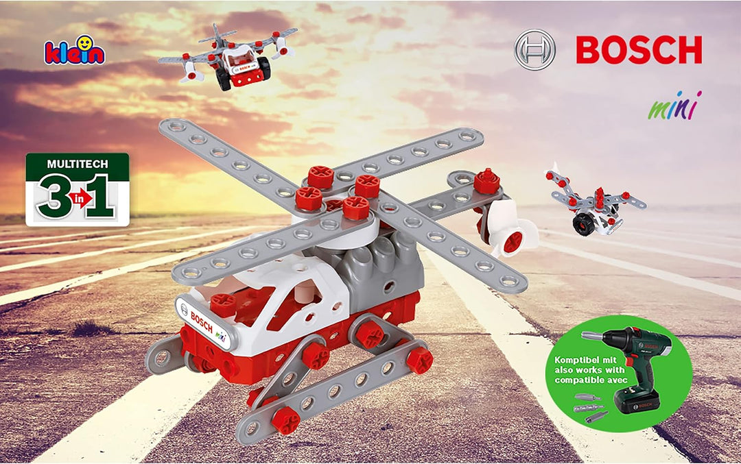 Theo Klein 8791 Bosch 3 in 1 Konstruktions-Set Helicopter Team I Zum BAU verschiedener Luftfahrzeuge