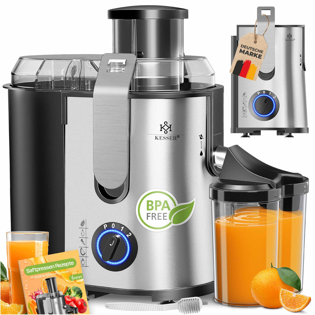 KESSER® Entsafter für Obst und Gemüse aus Edelstahl 1100W grosse 85 mm Einfüllöffnung inkl. Reinigun