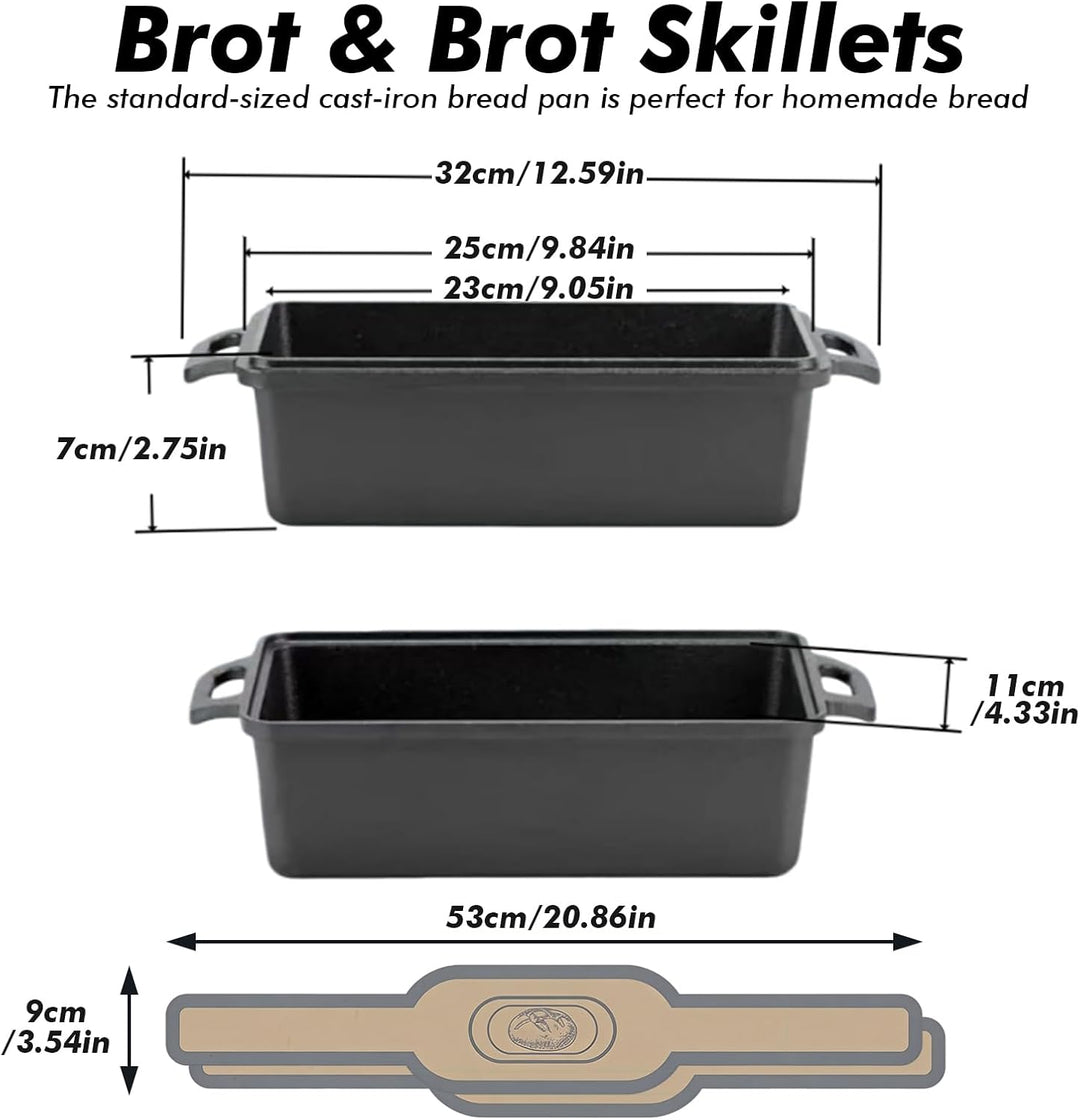 Gusseisen Brotbackform mit Deckel & Antihaft,Ofenfeste Kastenform Toastbrot Backform,Brottopf zum Ba