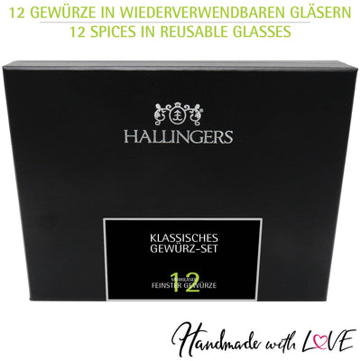 Hallingers Klassisches Gewürz-Set - Gewürz Geschenkset handmade, 12 Gewürze aus aller Welt (Set) - A