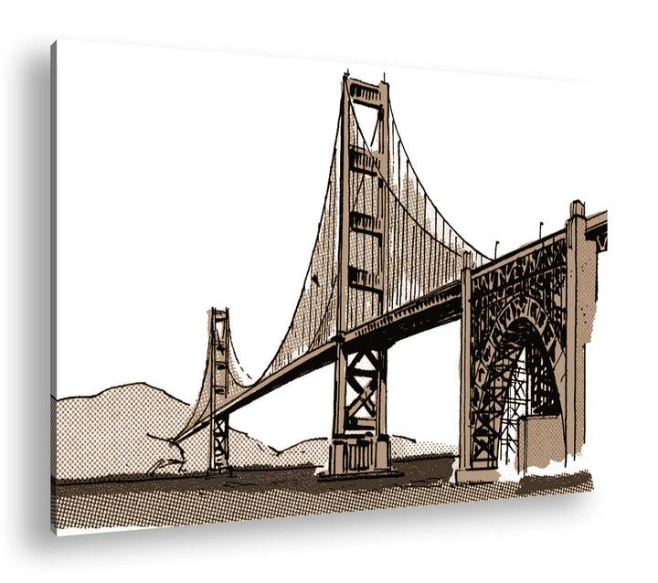 deyoli Illustrierte Fluss-Brücke Format: 80x60 als Leinwand, Effekt: Sepia, Motiv fertig gerahmt auf
