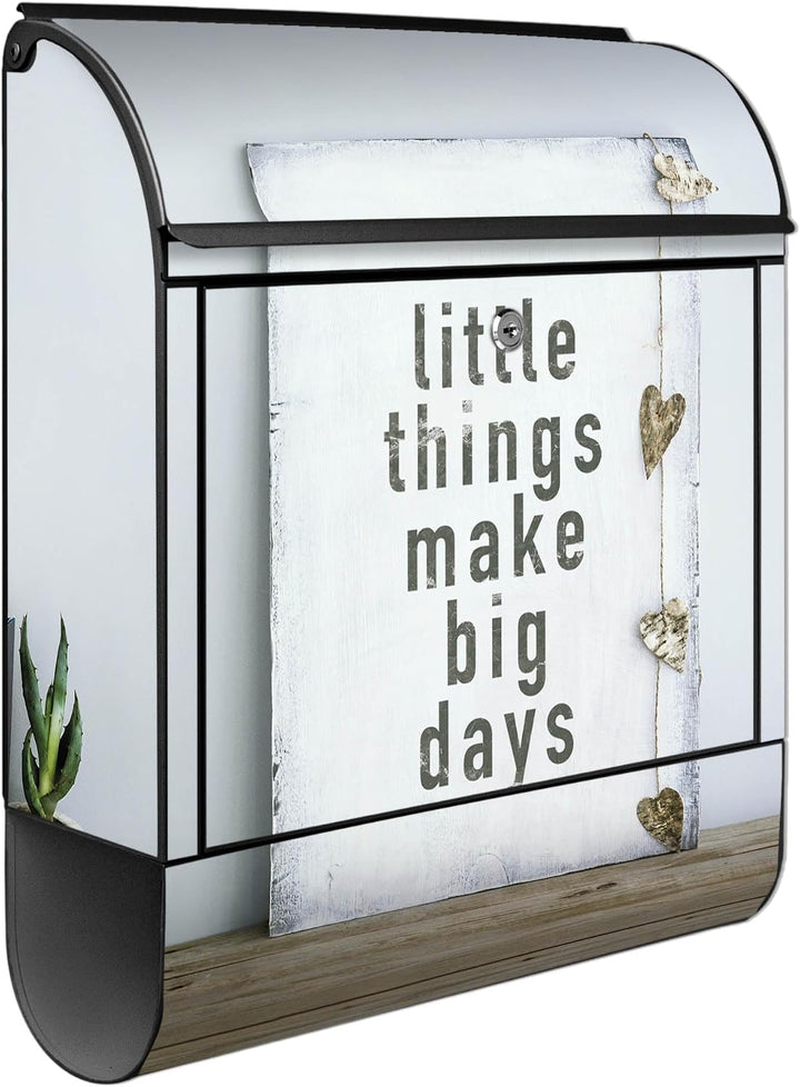 banjado® Design Briefkasten mit Motiv Little Things 39x47x14cm &amp; 2 Schlüssel - Briefkasten Stahl sch