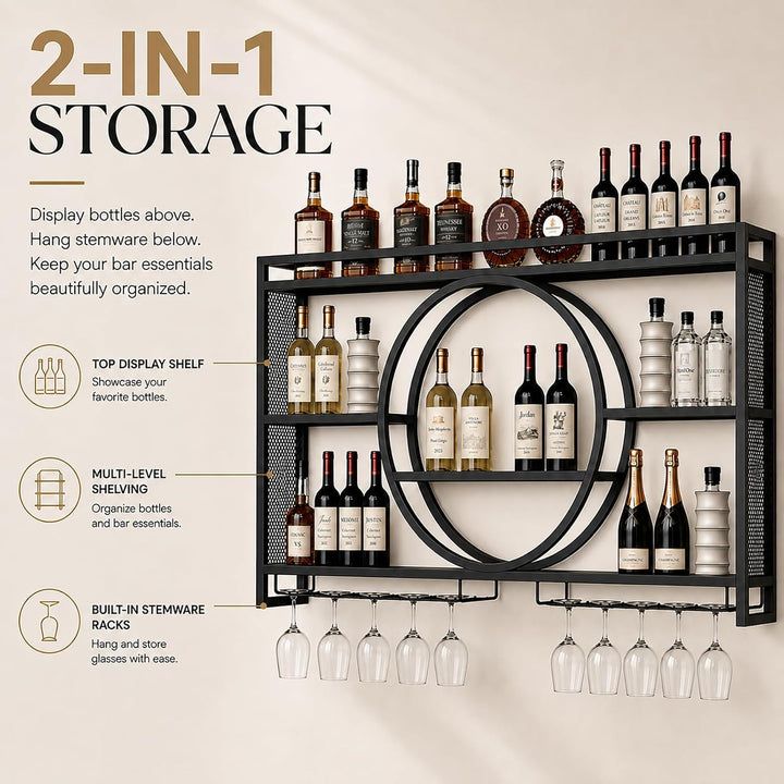 Modernes Metall Weinregal Wand, Bar-Einheit Schwebendes Regal, Weinregale Display Rack Aus Eisen, Ba