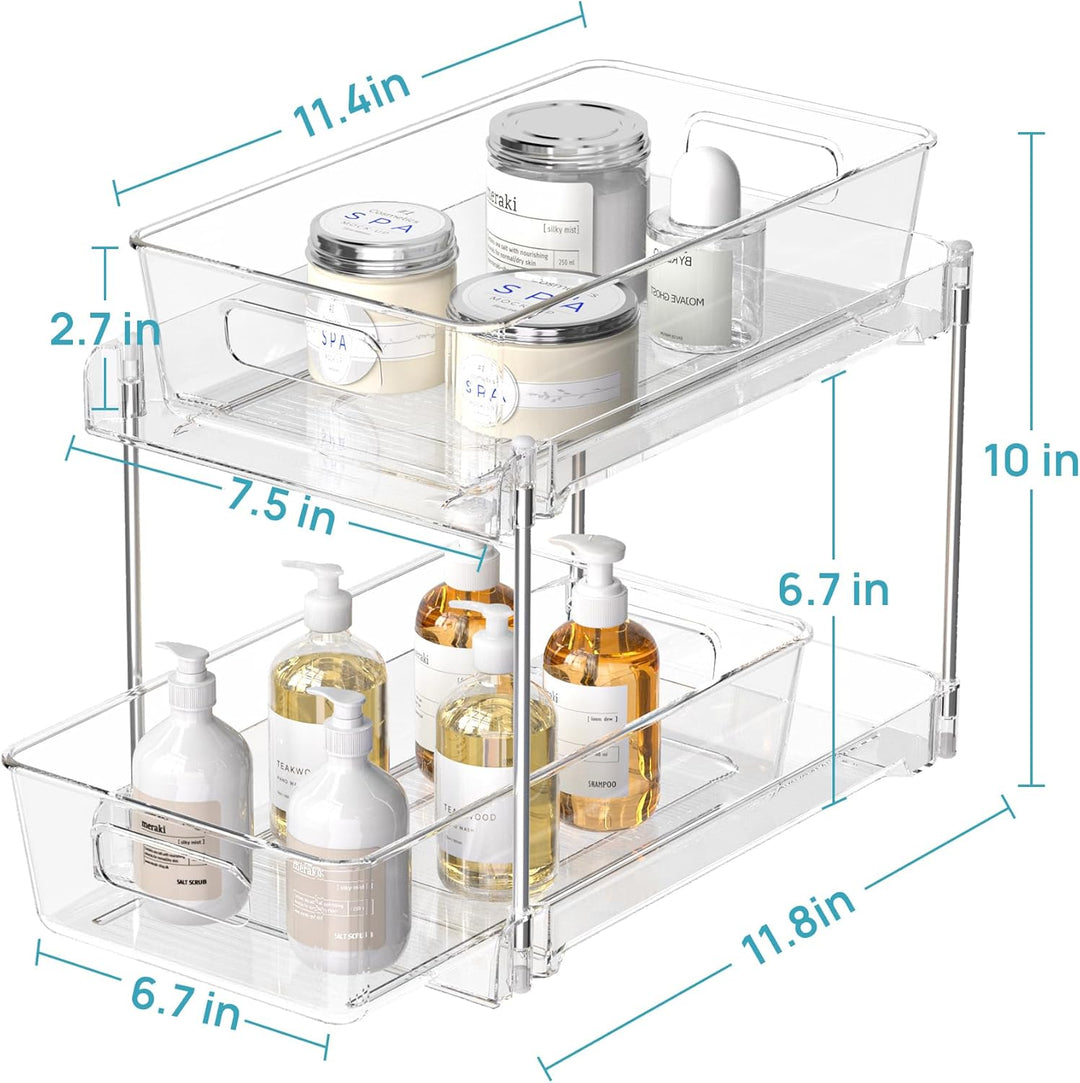 Vtopmart Multifunktionale Spülschrank Organizer, 2 Pack Küchenschrank Organizer, Doppelschicht Unter