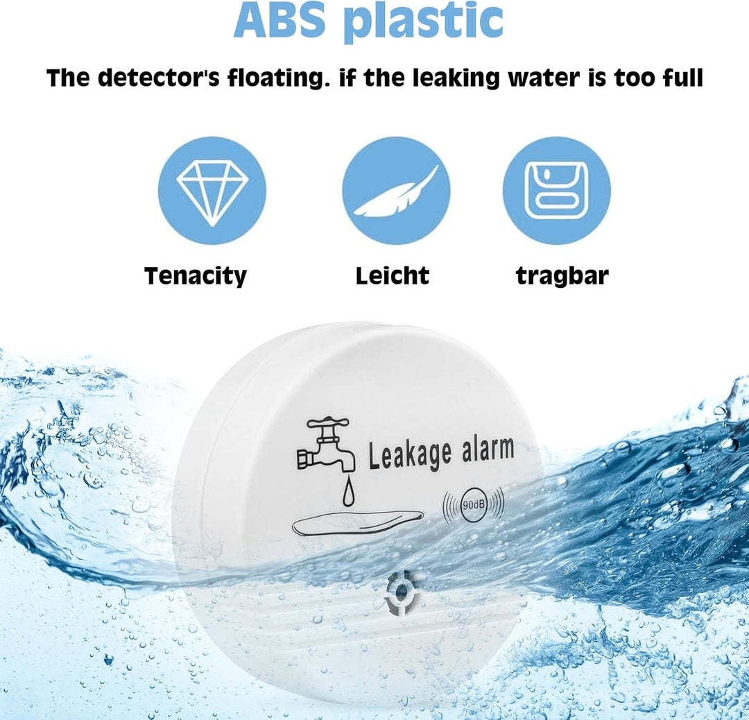 Wassermelder Wasseralarm Leck und Tropfen Alarm 90dB, 3 Stück Sirene Kabelloser Sensor Wasserstand,