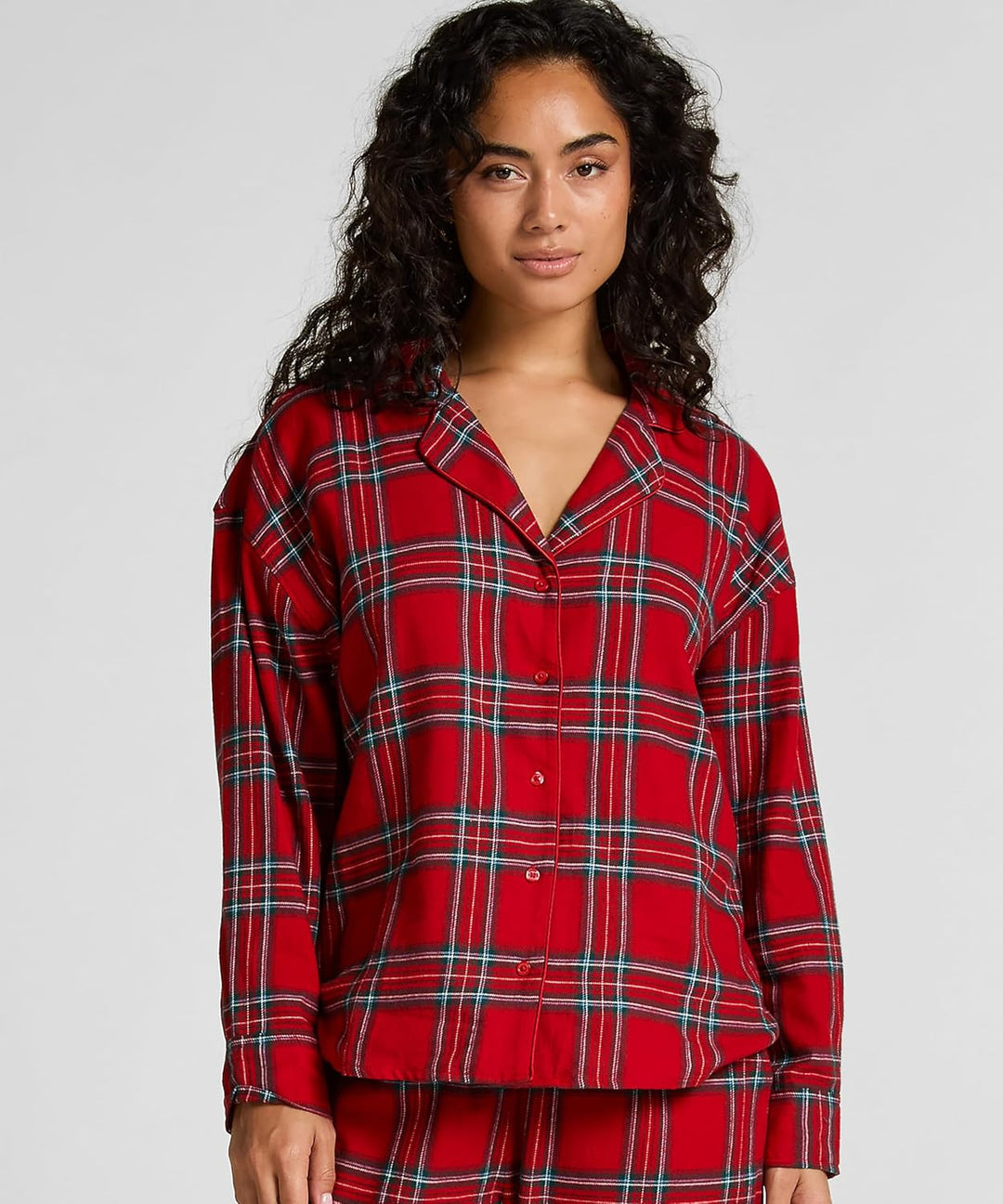 Hunkemöller Pyjamatop aus Flanell XS Savvy Red, XS Savvy Red