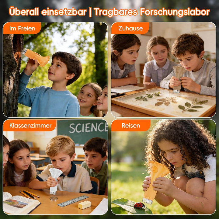 Mikroskop für Kinder - Tragbares Kinder Mikroskop 1000X, Gelb | 1000X Taschenmikroskop mit Digitalem