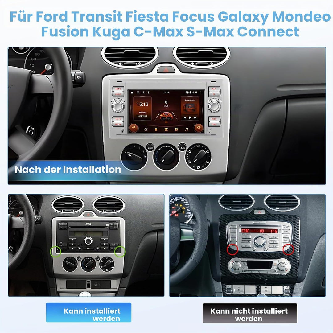 [2G+64G] Hikity Autoradio Navi Für Ford Transit Fiesta Focus Mondeo Kuga Galaxy S-Max Android 13 Wir