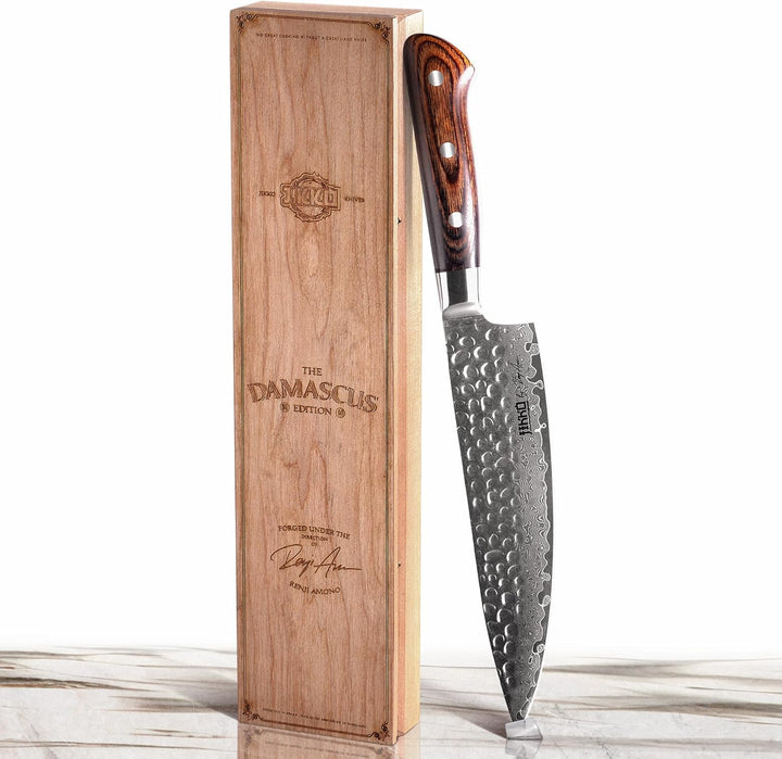 JIKKO Japanisches Damast-Kochmesser – 33cm aus japanischem VG-10 Hochkohlenstoff-Edelstahl | 67 Lage