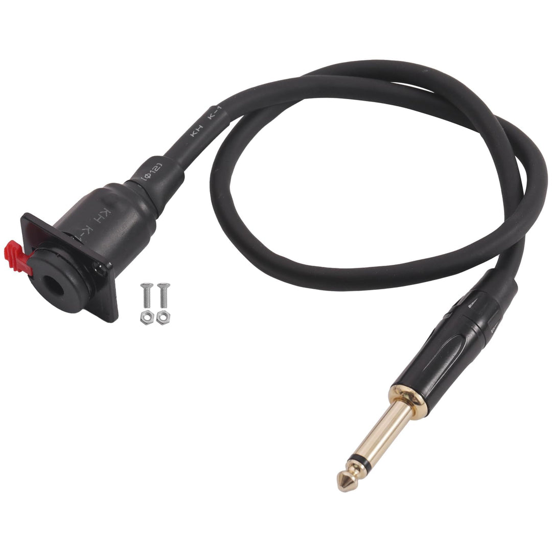 PENGLIN 50CM TS Panel Mount Audio Verlängerungskabel, D-Typ 6.35mm Buchse auf TS Mono Stecker Für Mi