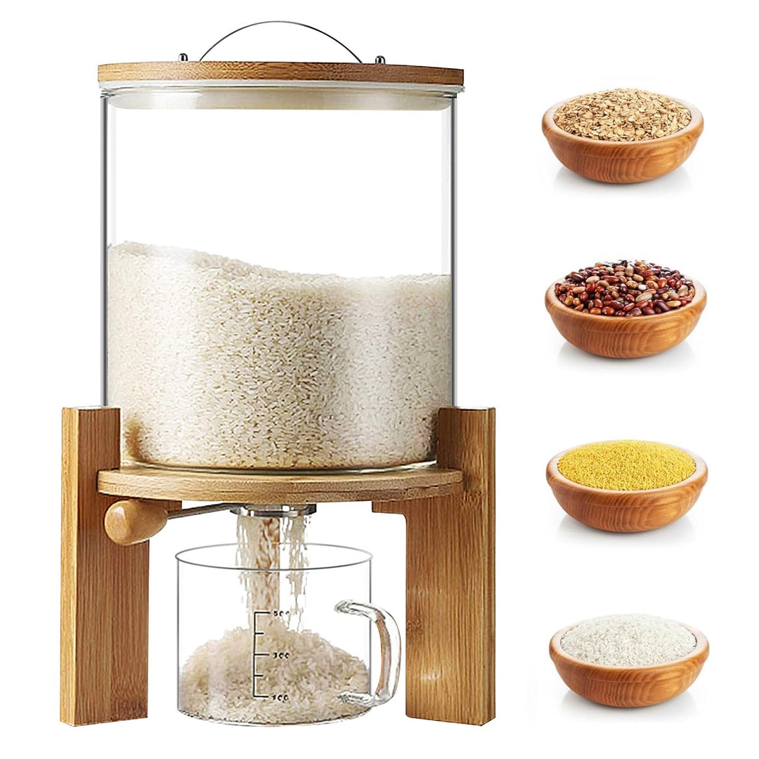Reisspender, Müslispender Glas, Vorratsdosen Glas mit Deckel, Lebensmittelspender mit Glas Messbeche