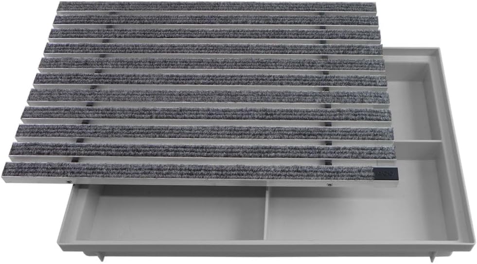 ACO 600x400 Fussmatte Rips hellgrau mit Bodenwanne Vario Light Schuhabstreifer Abtreter