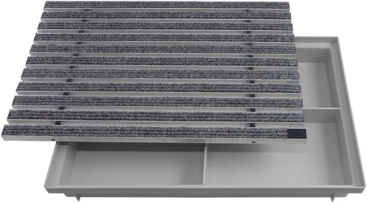 ACO 600x400 Fussmatte Rips hellgrau mit Bodenwanne Vario Light Schuhabstreifer Abtreter