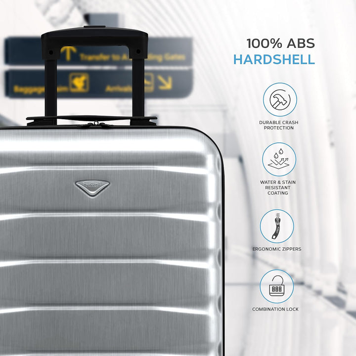Flight Knight Leichte 4-Rad-ABS-Hartschalenkoffer Handgepack, zugelassen fur uber 60 Fluggesellschaf
