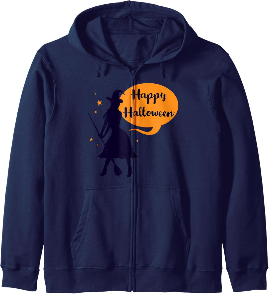 Hexen Silhouette mit Besenstiel | Süsses Happy Halloween Kapuzenjacke