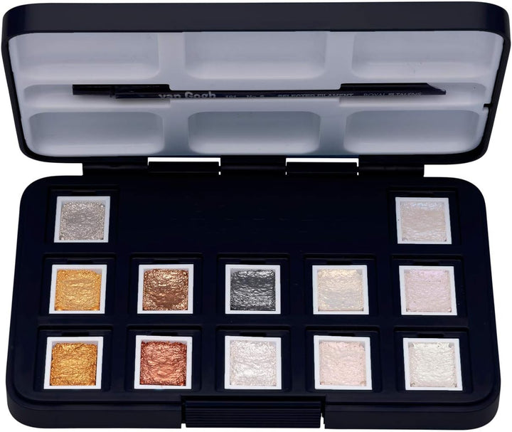 Royal Talens Talens Van Gogh Aquarell Pocket Box Metallic Edition mit 12 halben Schalen