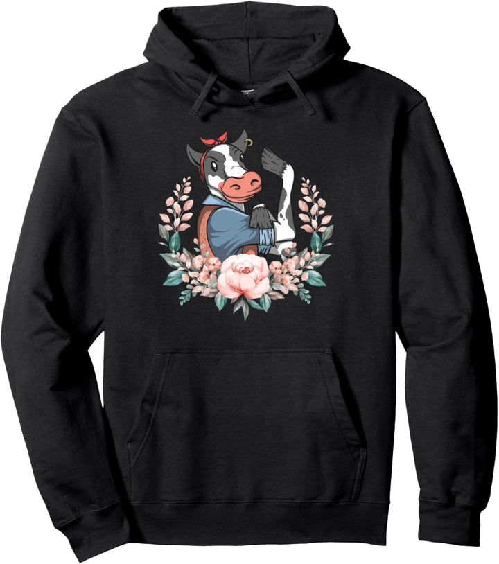Starke Kuh Blumen Landwirtin Kühe Pullover Hoodie