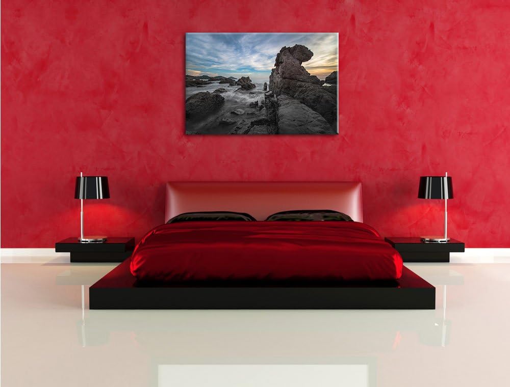 Pixxprint Küste bei Abenddämmerung als Leinwandbild/Grösse: 100x70 / Wandbild/Kunstdruck/fertig besp